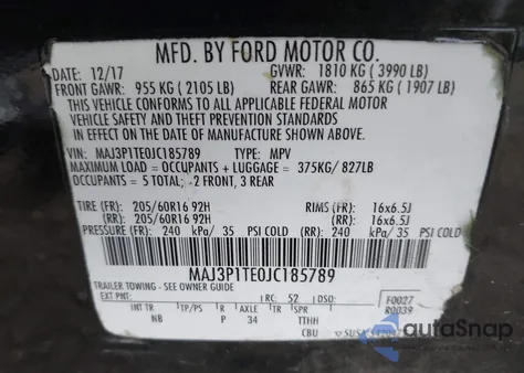 2018 Ford Ecosport Se from USA, damaged, VIN MAJ3P1TE0JC185789